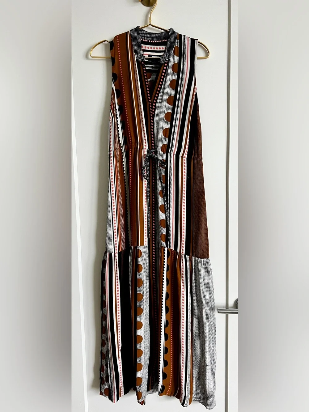 Maeve Anthropologie Alondra Maxi Dress 2P Boho Stripe Tiered Pockets Petite NWOT - Picture 10 of 16